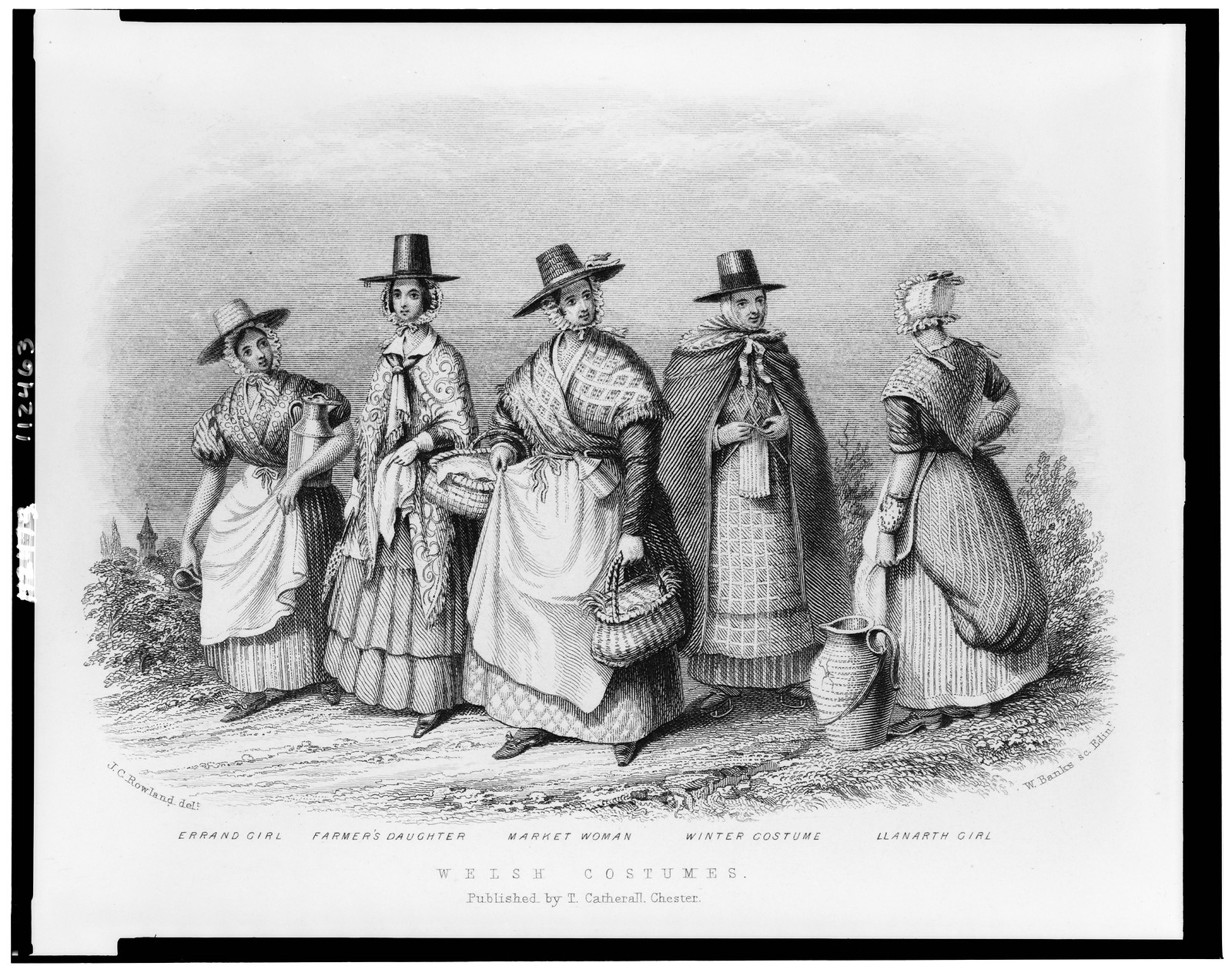Welsh costumes / J.C. Rowland del. ; W. Banks Sc., [Chester & Bangor : T. Catherall, 185-?] — antique engraving