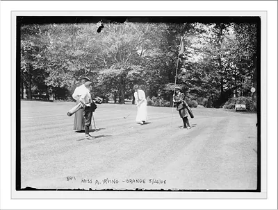 Miss A. Irving, Orange, playing golf, Essex Country Club golf tournament