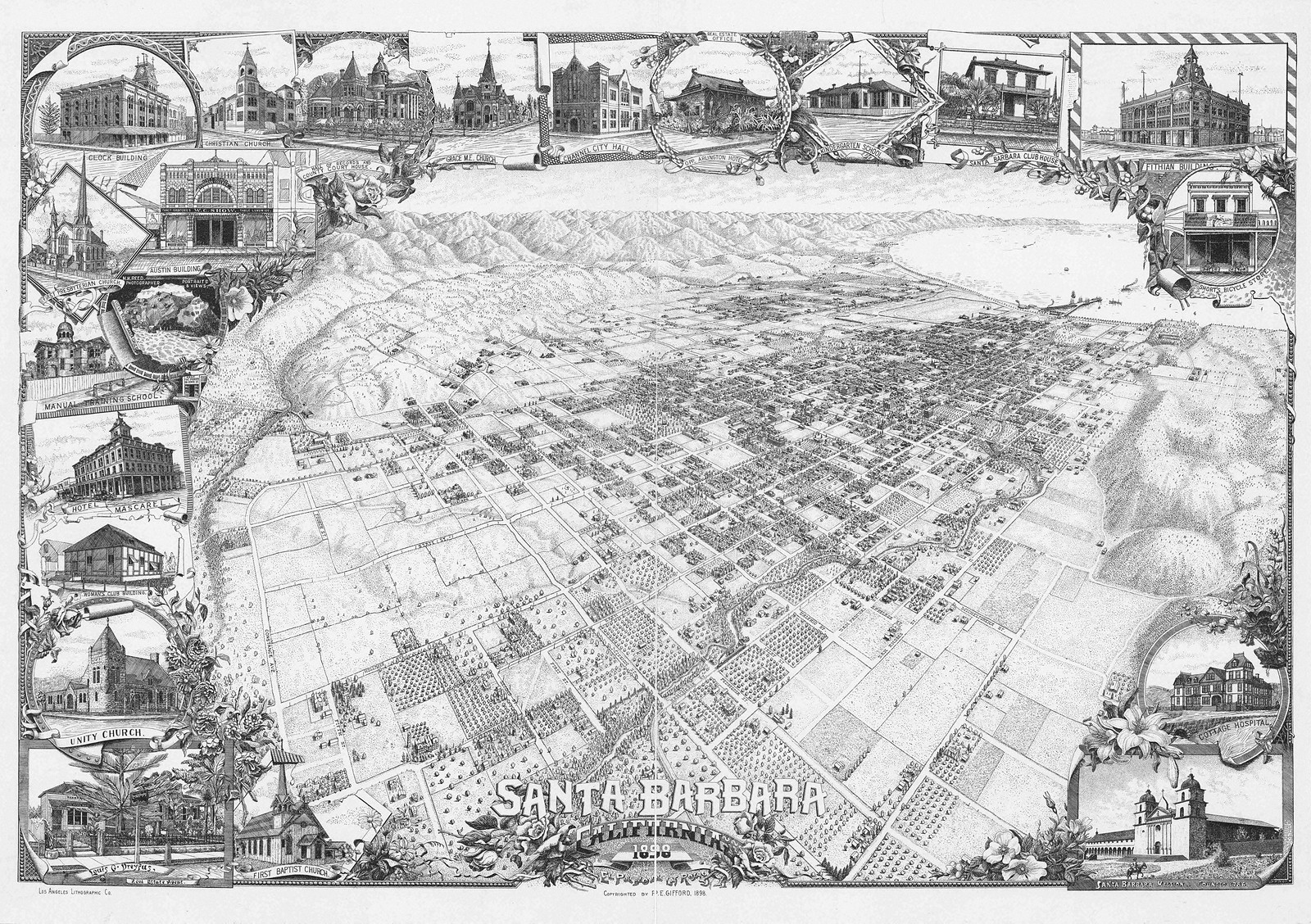 Santa Barbara, California, 1898, 1898 — antique map