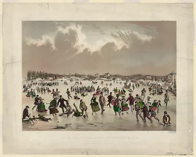 Skating on Jamaica Pond, West Roxbury, Massachusetts