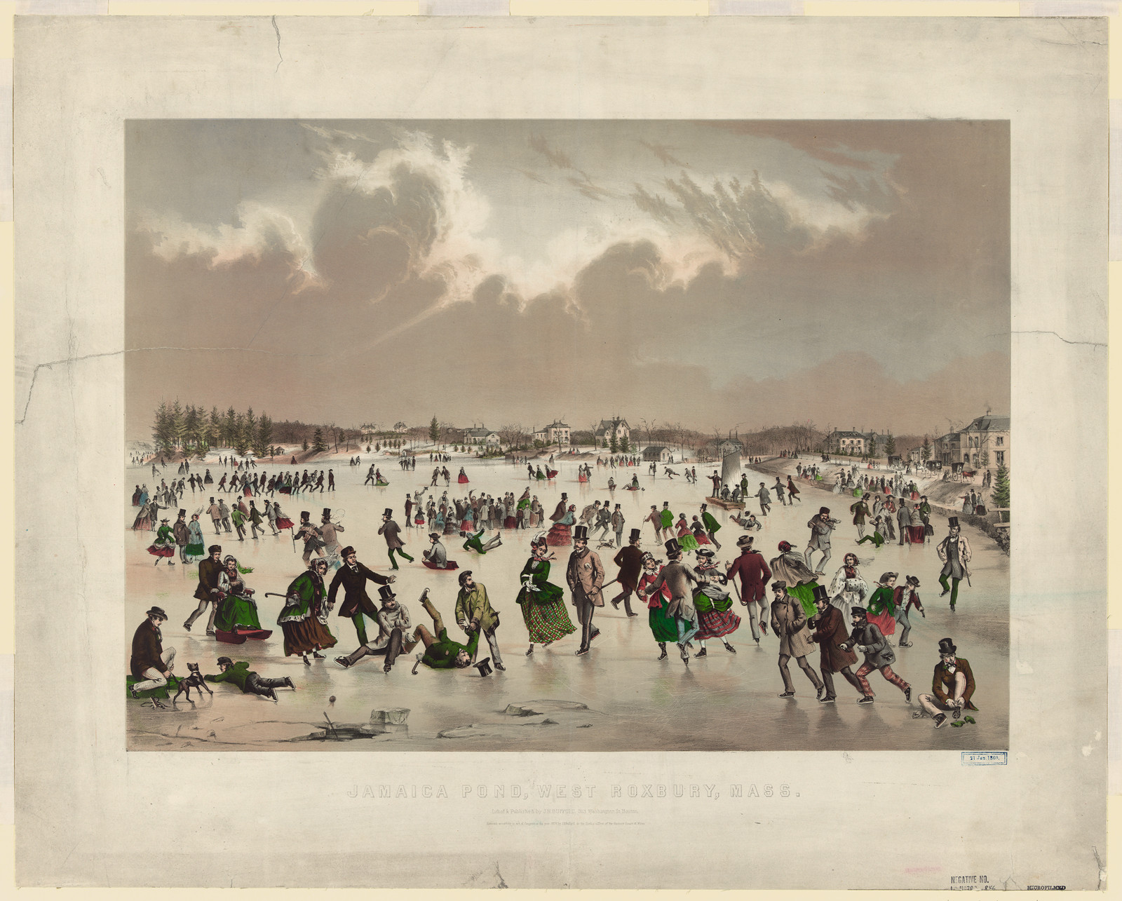 Skating on Jamaica Pond, West Roxbury, Massachusetts — historic image