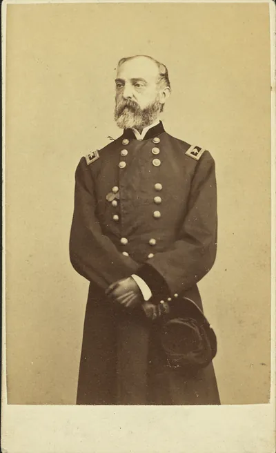 Bearded Union officer in frock coat, studio carte de visite portrait