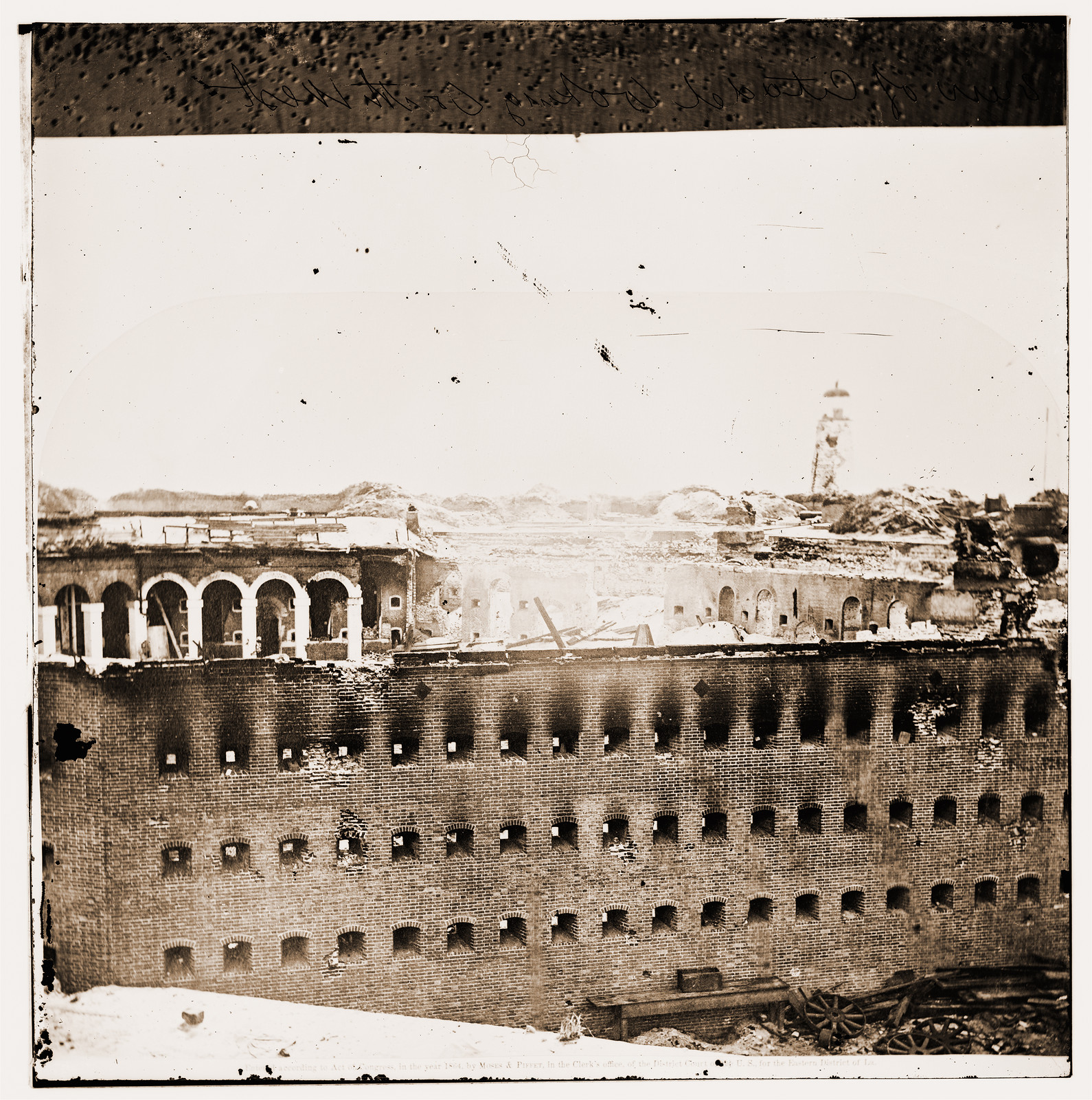 Fort Morgan Alabama. Ruins of fort. Looking south-west, 1861 — historic photograph