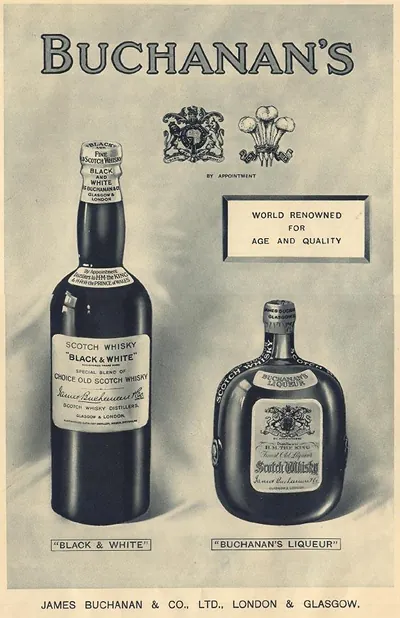 Buchanan's whisky advertisement showing two bottles
