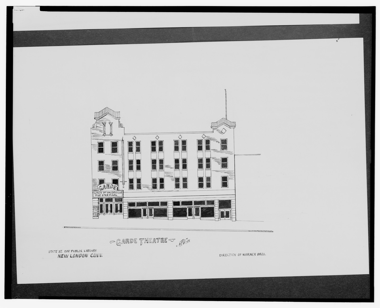 [Garde Theatre, State St. opposite public library, New London, Connecticut] / AFD 1931., And Engineering (ADE) Drawings — vintage poster