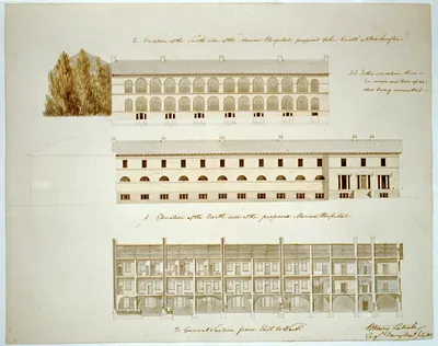 [Asylum and hospital (Marine Asylum & Hospital") D.C. Elevations section