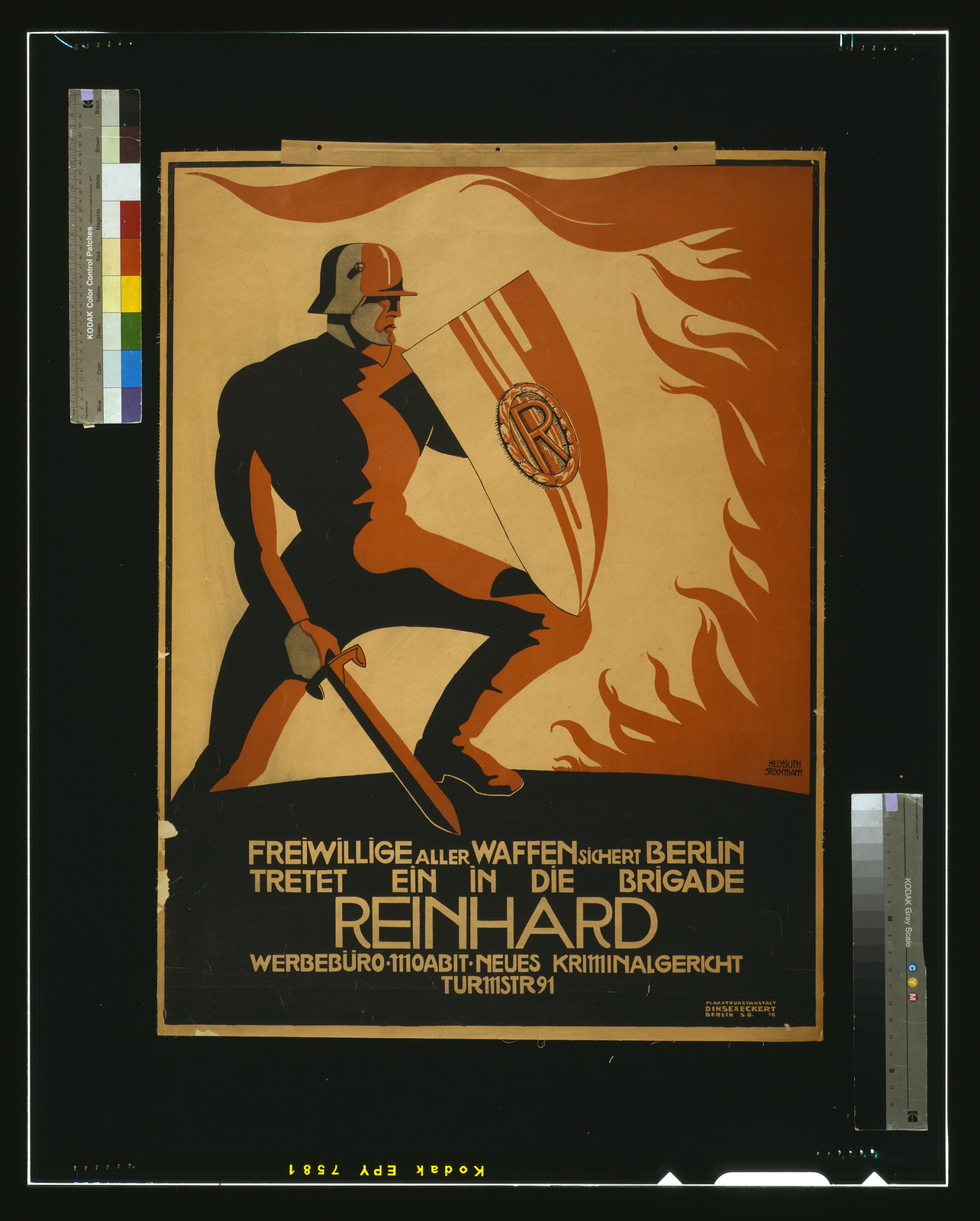 Freiwillige aller Waffen sichert Berlin tretet ein in die Brigade Reinhard / Helmuth Stockmann., 1919 — vintage poster