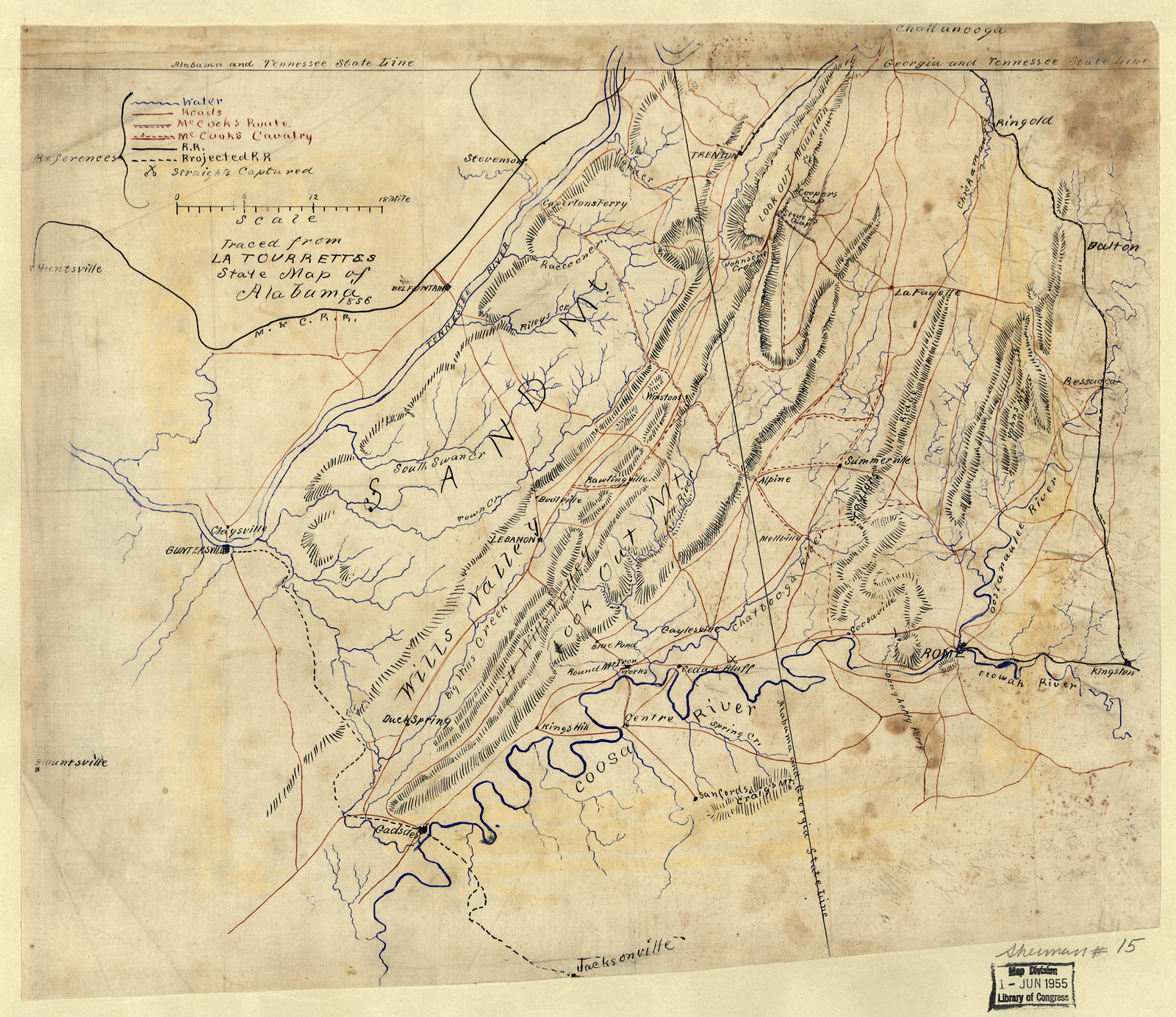 cws 00015 Map of northeastern Alabama and northwestern Georgia — antique map