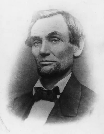 [Abraham Lincoln, bust portrait, facing left; first photo to show his beard]