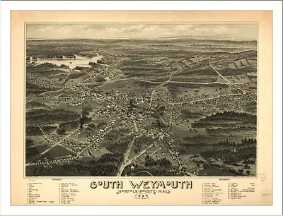 South Weymouth, Norfolk County, Mass. bird's-eye view map