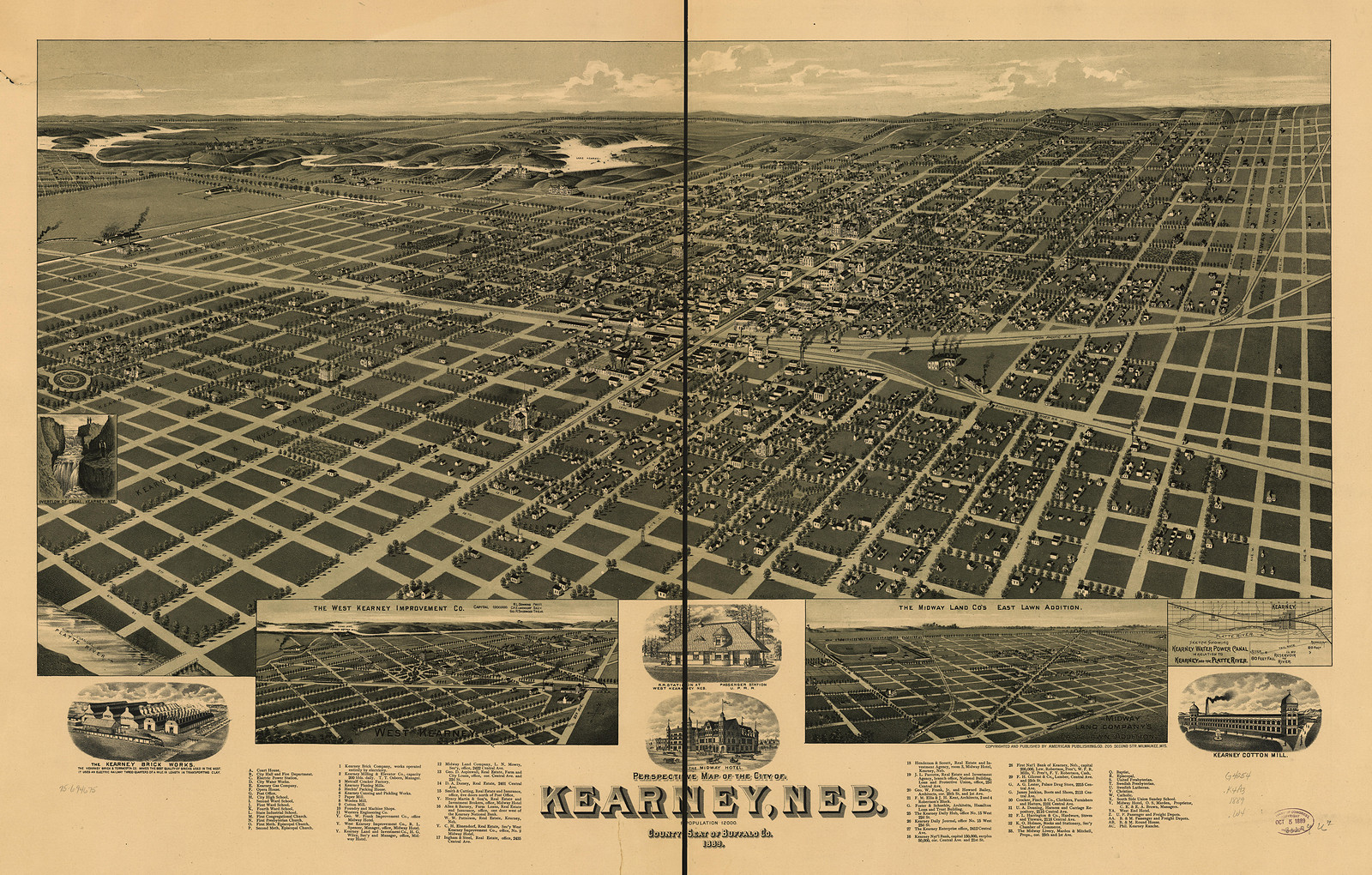 Kearney, Nebraska, 1889, 1889 — antique map