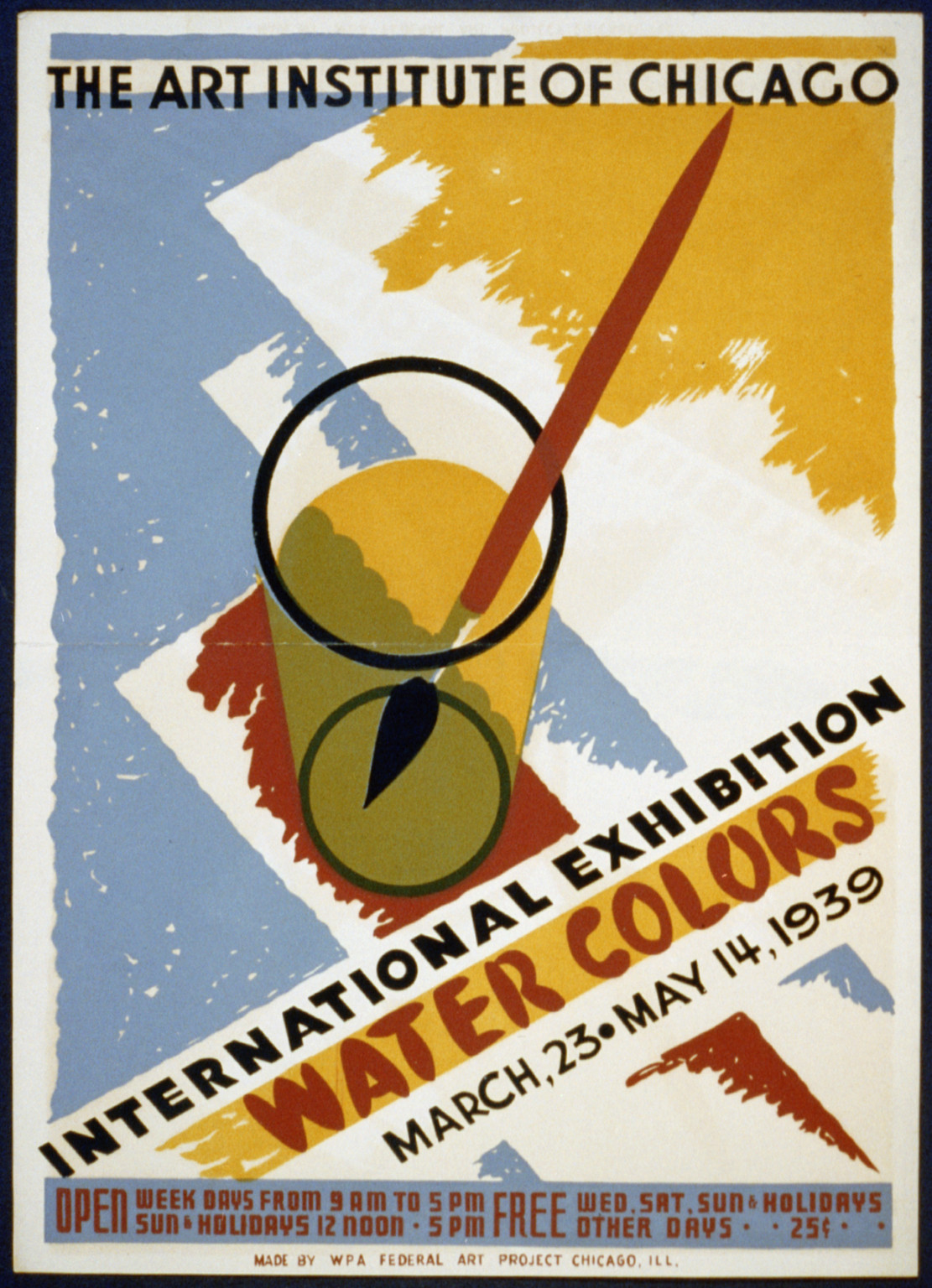 International exhibition - Water colors The Art Institute of Chicago - March 23 - May, 1939 — vintage poster