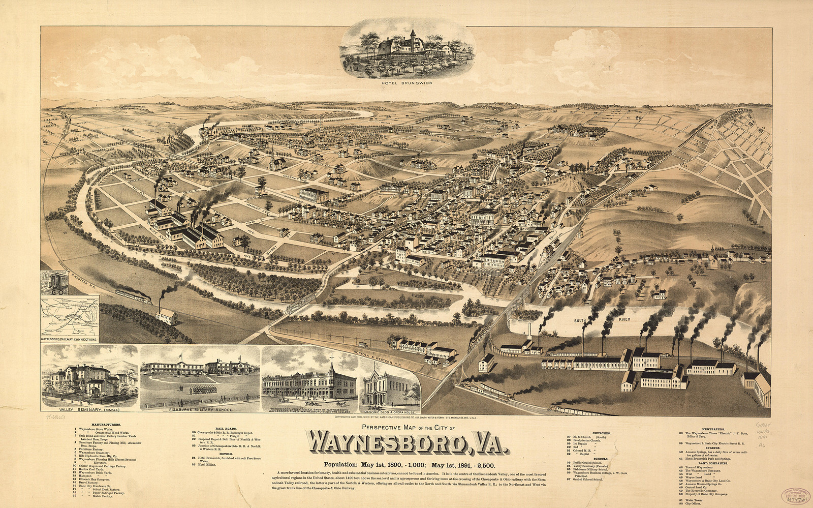 Waynesboro, Virginia, 1891, 1891 — antique map
