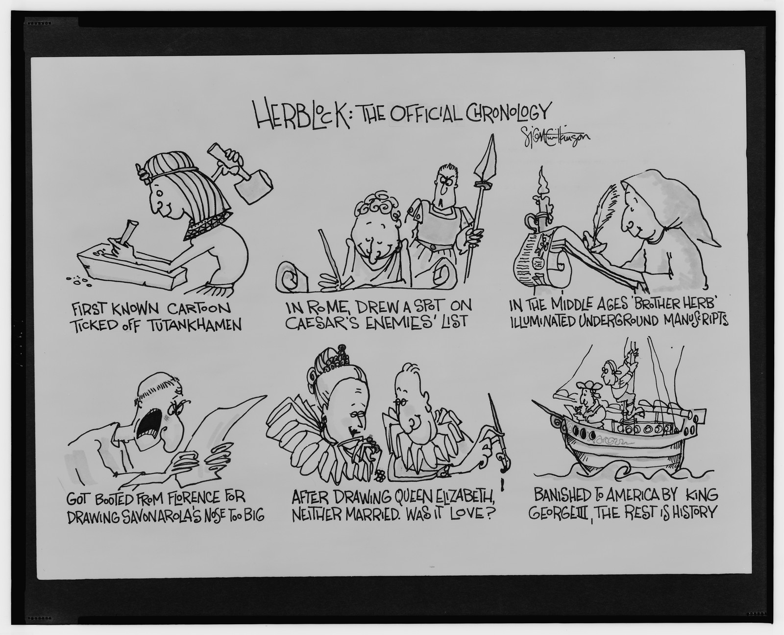 Herblock: The official chronology / Signe Wilkinson., c2000. — historic drawing