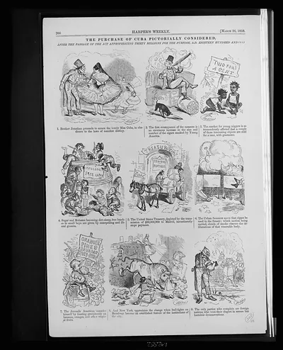 The purchase of Cuba pictorially considered, after the passage of the act appropriating thirty millions for the purpose, A.D. Eighteen hundred and ???? / Hoppin.