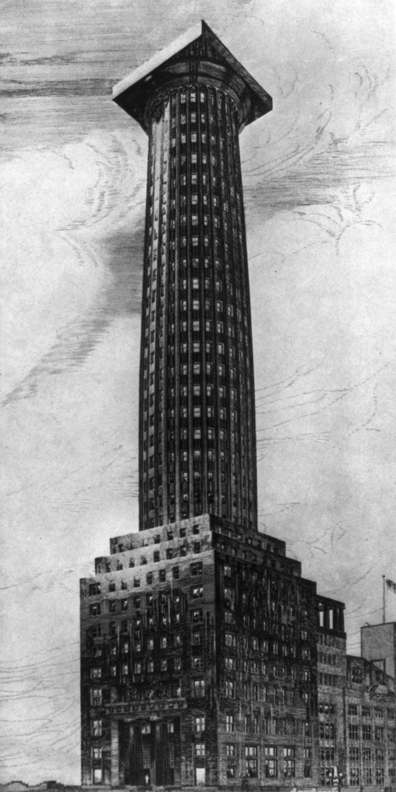 Competition drawing by Adolf Loos for the Chicago Tribune Tower — historic drawing