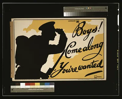 Boys! Come along, you're wanted / printed by David Allen & Sons Ld., Harrow, Middlesex.