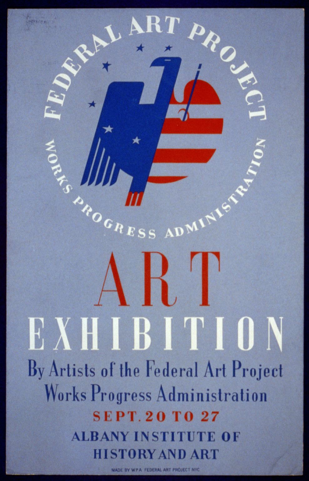 Federal Art Project Works Progress Administration art exhibition by artists of the Fe, 1936 — vintage poster