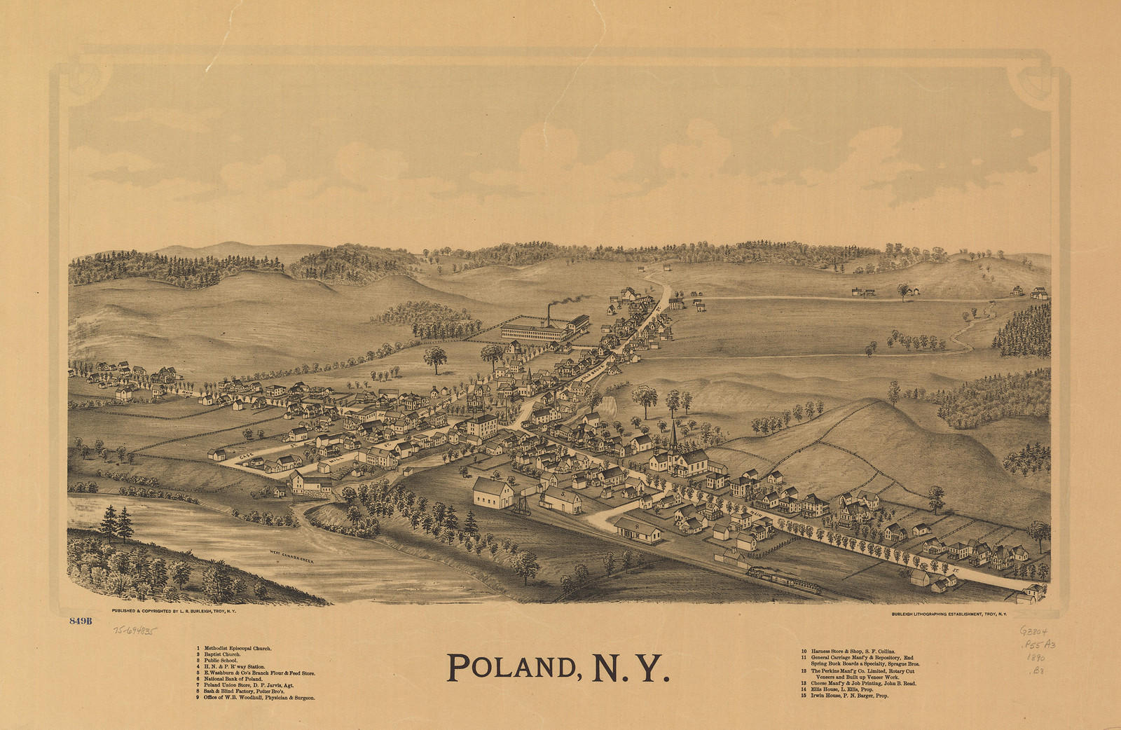 Poland, New York, 1890, 1890 — antique map