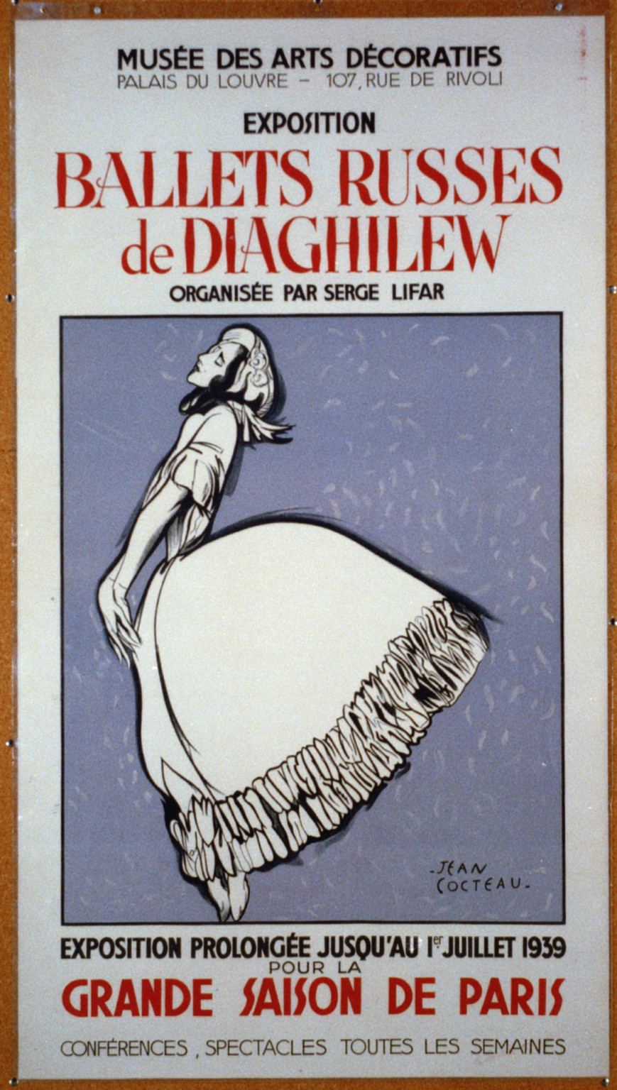 Ballet Russes de Diaghilew-exposition organisée par Serge Lifar / Jean Cocteau., [1939] — vintage poster