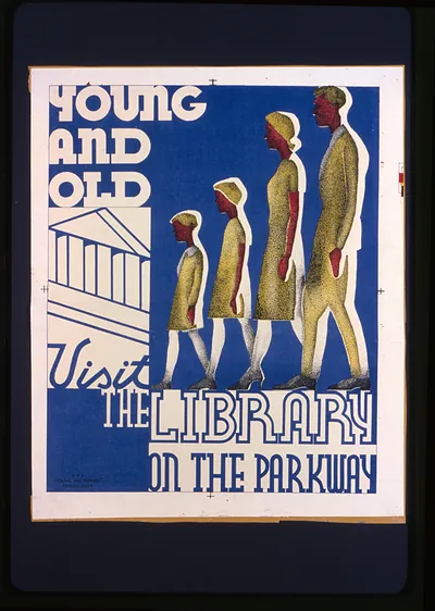 Young and old visit the library on the parkway