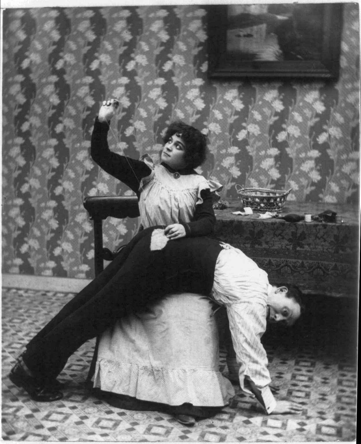 A stitch in time saves nine, c1907. — historic photograph