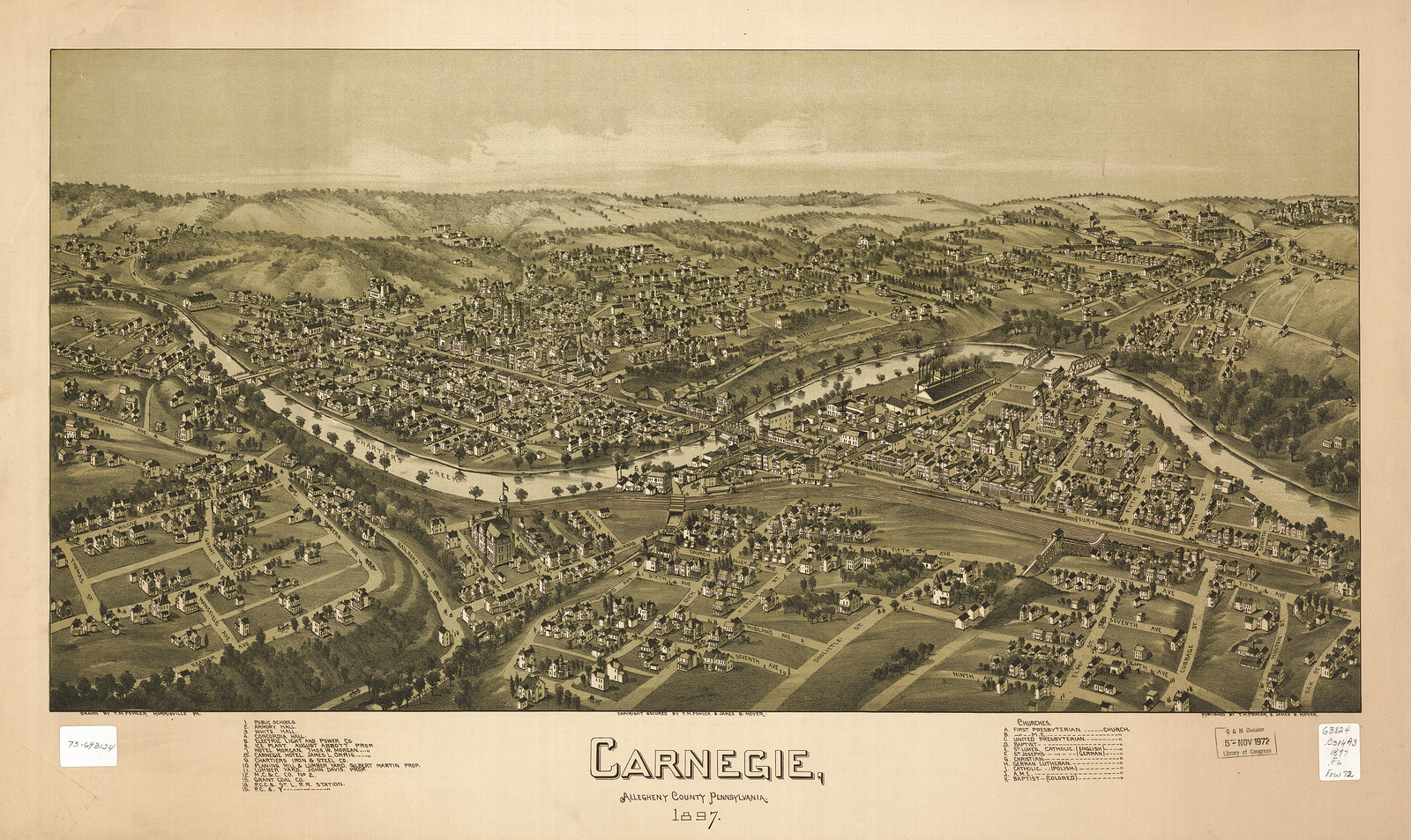 Carnegie, Pennsylvania, 1897, 1897 — antique map