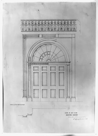 [The White House (Executive Mansion") D.C. East room door measured drawing]"