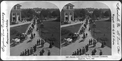 Parade [shows horses and carriages], Irish-American Day, Tennessee Centennial, Nashville, Tenn.