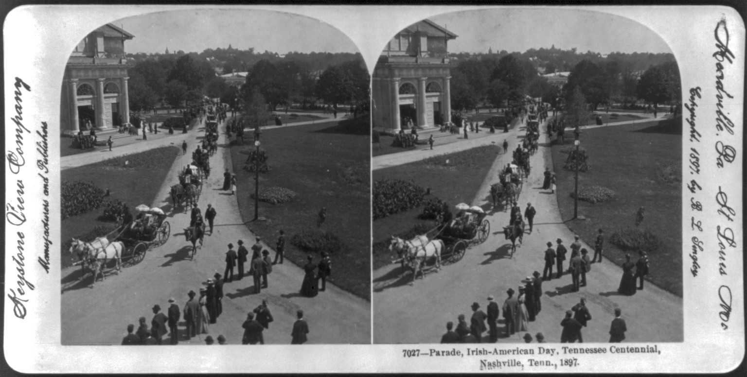 Parade [shows horses and carriages], Irish-American Day, Tennessee Centennial, Nashville, Tenn., c1897. — historic photograph