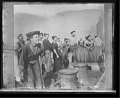 U.S.S. Oregon, watching a shot at the [Cristobal] Colon, Battle of Santiago