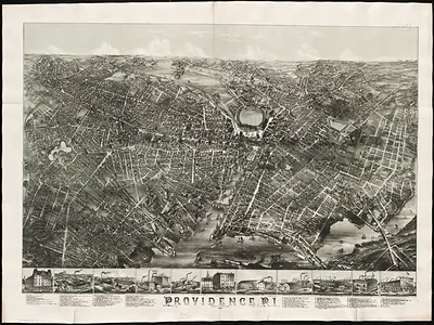 Bird's-eye view map of Providence, R.I.