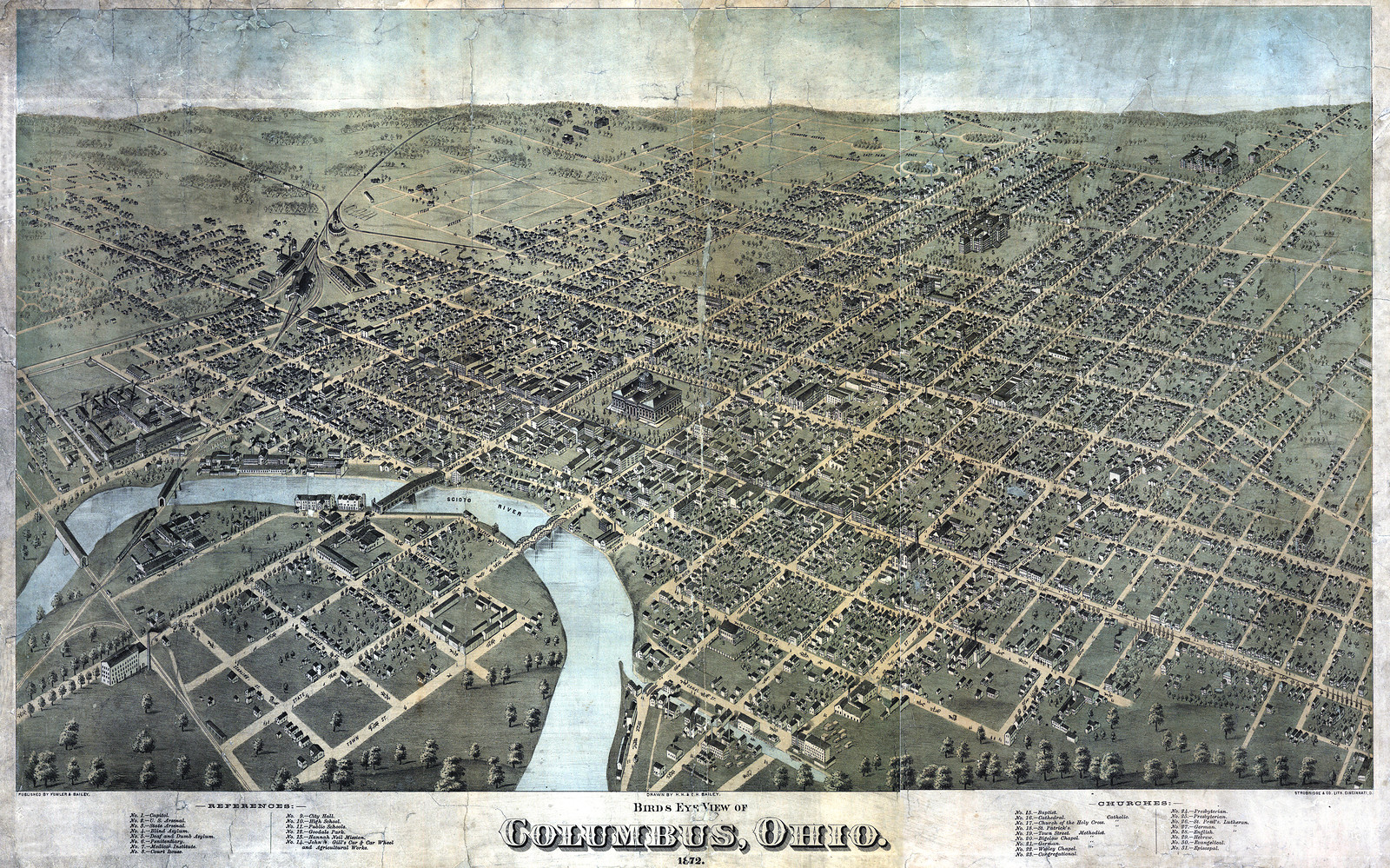 Columbus, Ohio, 1872, 1872 — antique map