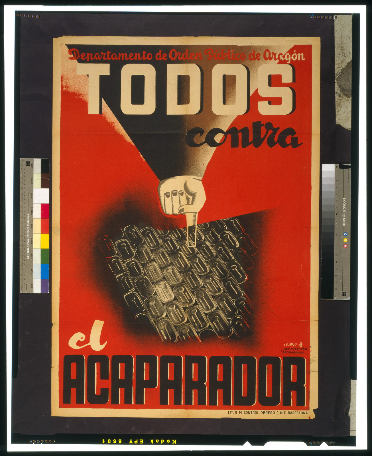 Todos contra al acaparador, Aragón : Dept. de Orden Público de Aragón, [1937] — vintage poster