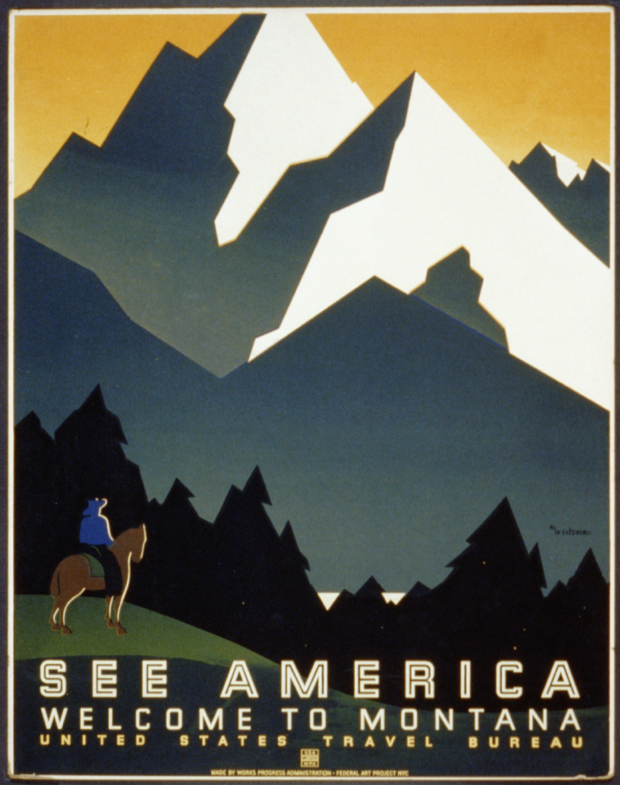 See America Welcome to Montana / M. Weitzman., 1936 — vintage poster