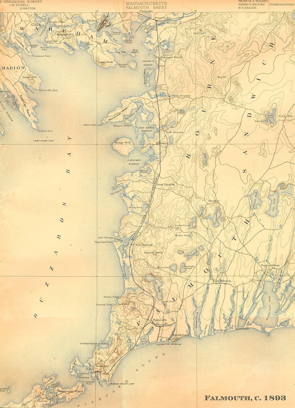 Falmouth USGS 1893-GC, Massachusetts — antique map