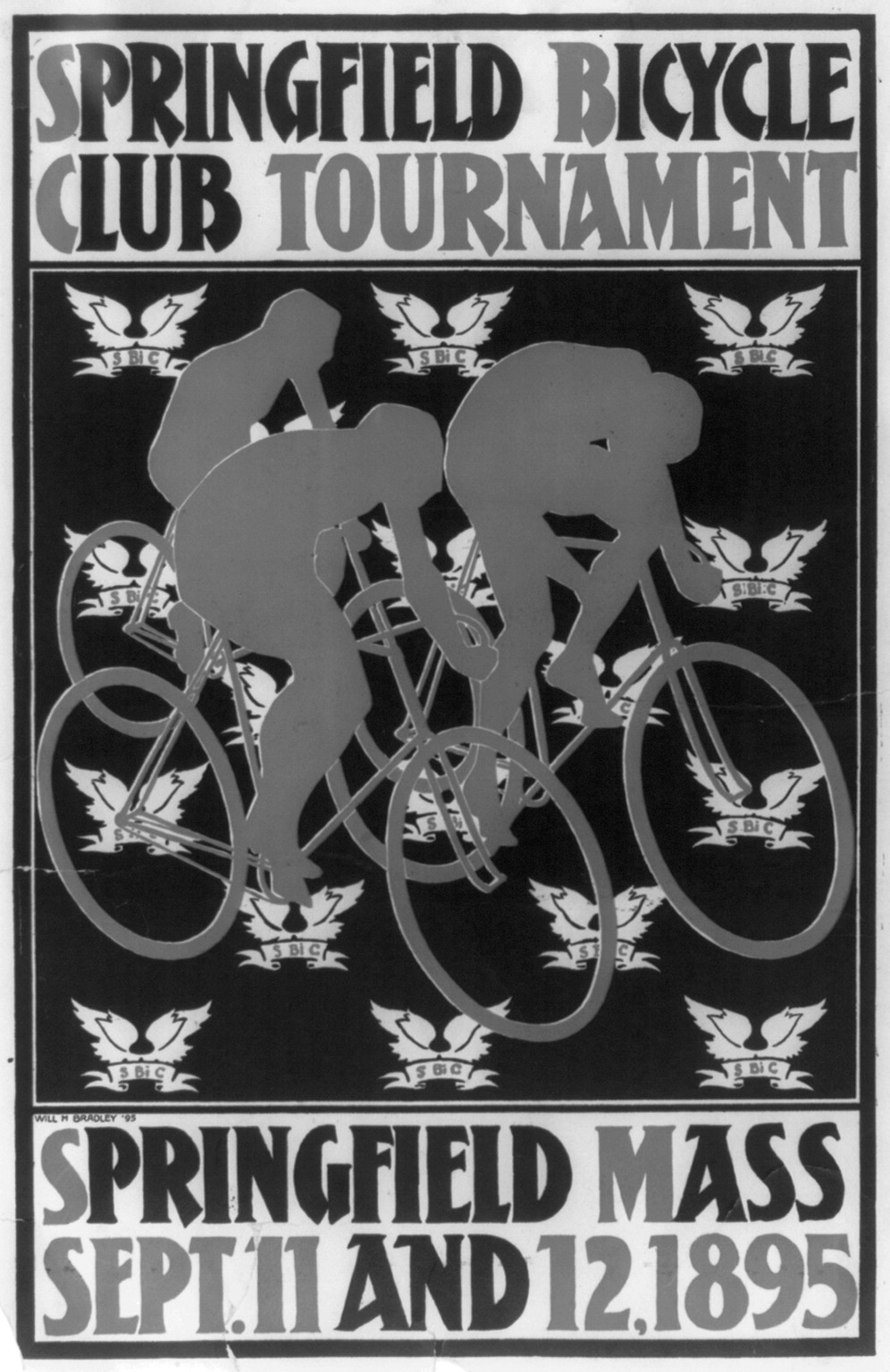 Springfield Bicycle Club Tournament, Sept. 11th, 12th, 1895 — antique lithograph