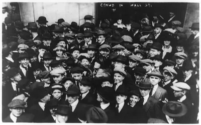 Curb brokers in Wall Street, New York City