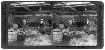 Sorting raw hides and cutting off hoofs and ears / Underwood & Underwood.