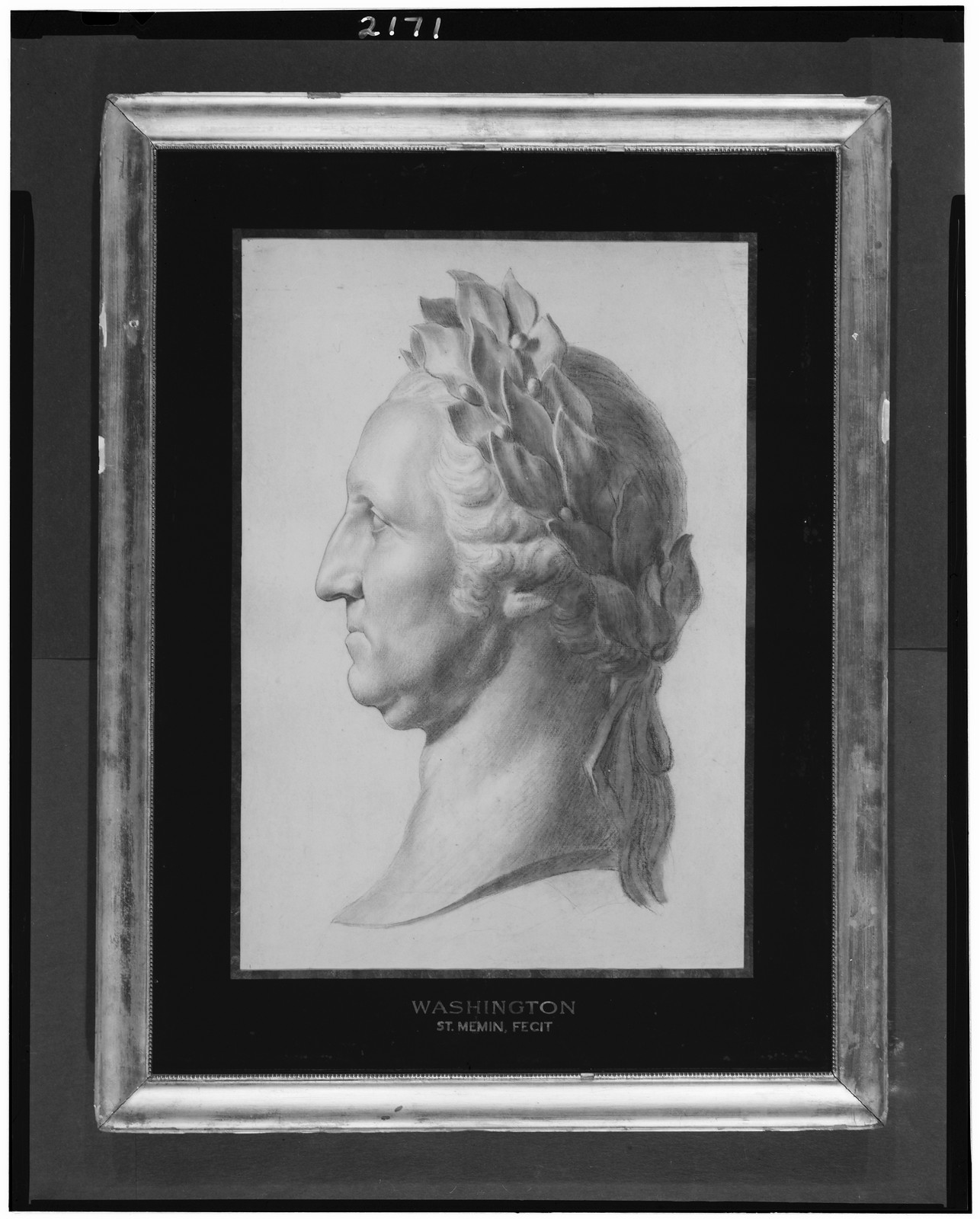 [George Washington, bust portrait with laurel wreath, facing left], [ca. 1800] — historic drawing