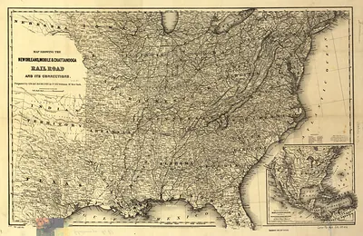 Map showing the New Orleans Mobile Chattanooga Railroad and its connections c 1865 x, Alabama