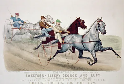 Sweetser, Sleepy George and Lucy, pacing for a purse of $1,000 at Hartford Conn., Aug. 22, 1878 / J. Cameron.
