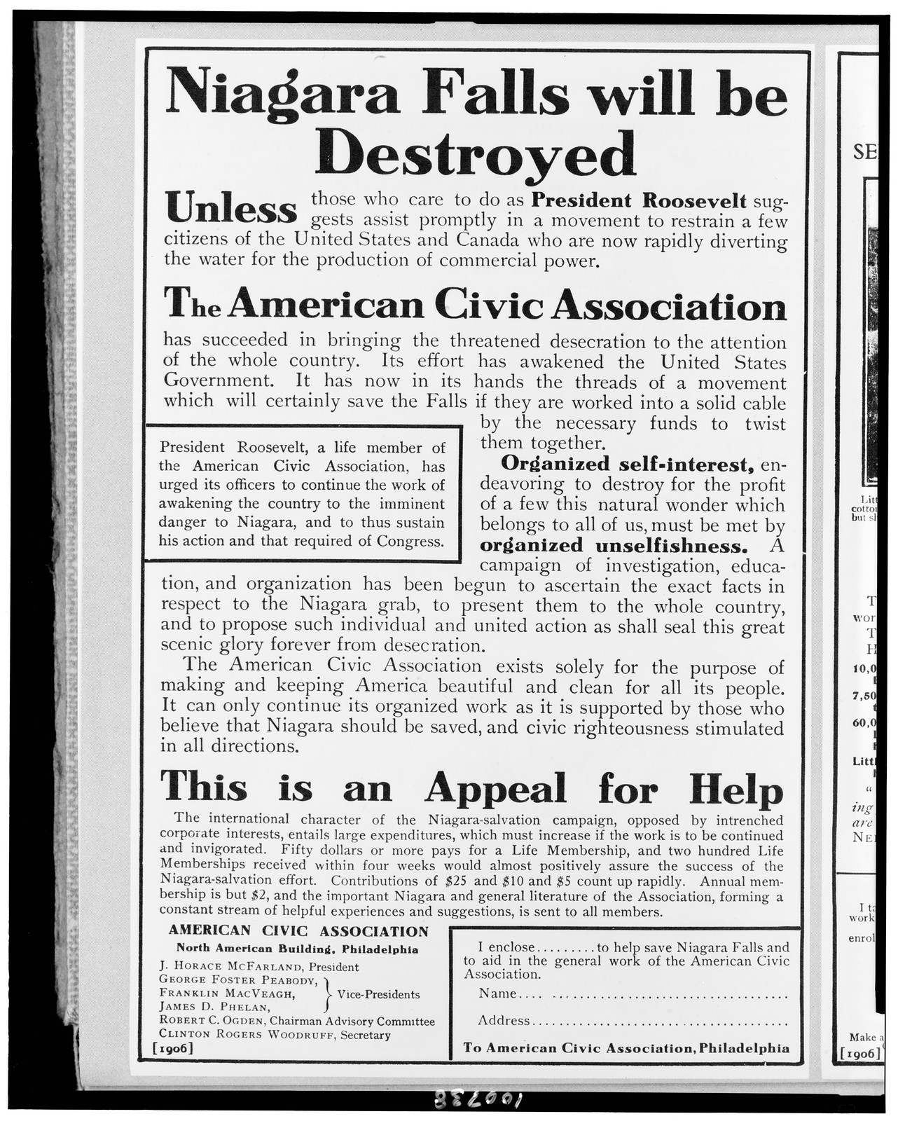 Niagara Falls will be destroyed unless ... this is an appeal for help, [published 1959] — historic print