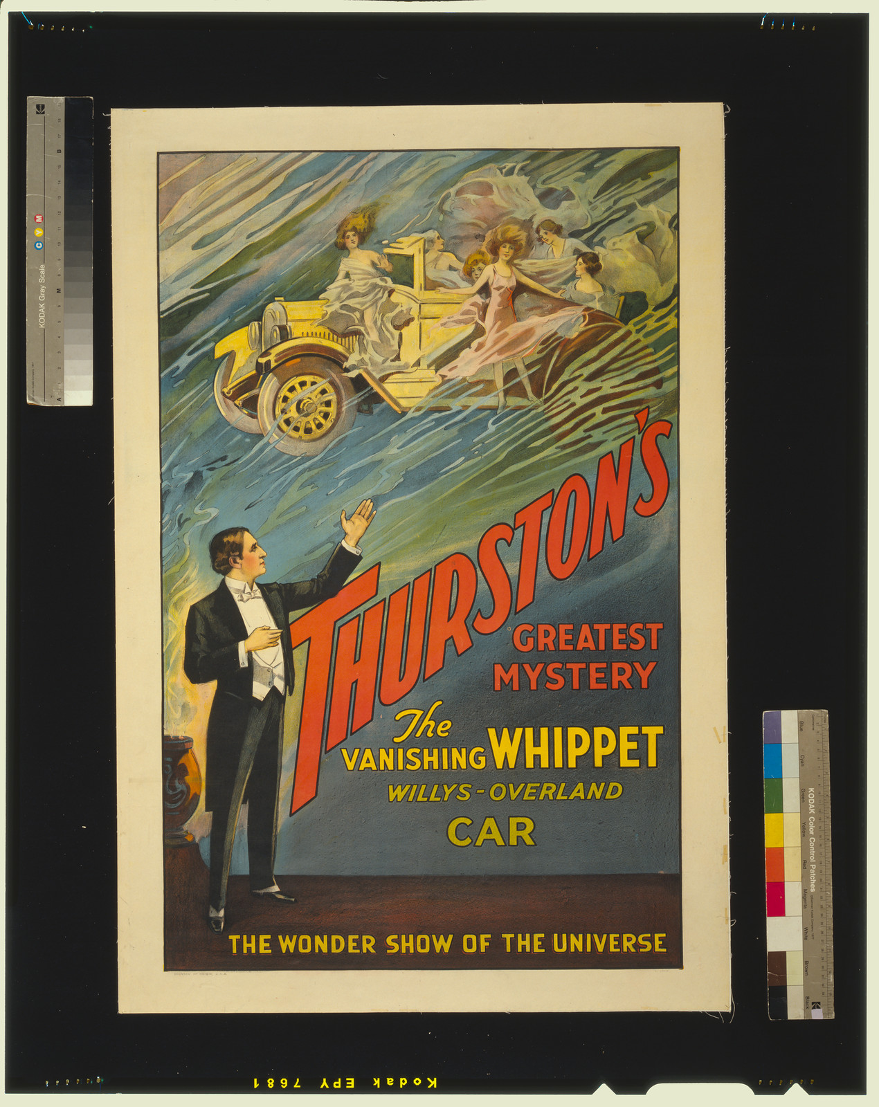 Thurston's greatest mystery the vanishing whippet Willys-Overland car : the wonder show of the universe., [ca. 1925] — vintage poster