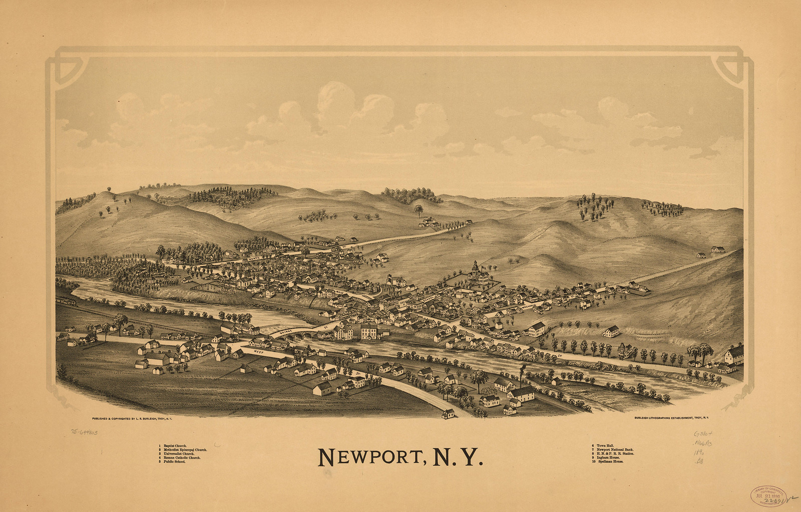 Newport, New York, 1890, 1890 — antique map