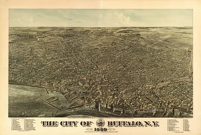 The City of Buffalo, N.Y. 1880 bird's-eye panoramic map