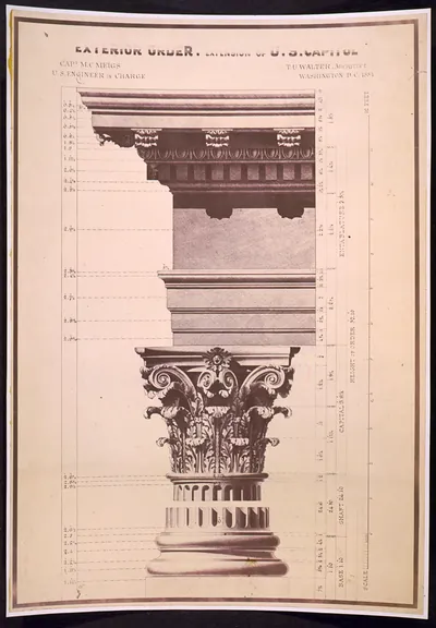 [United States Capitol (Washington, D.C.). Extension. Exterior order] / Capt. M.C. Meigs, U.S. engineer in charge ; Tho. U. Walter, architect, Washington, D.C., 1854.