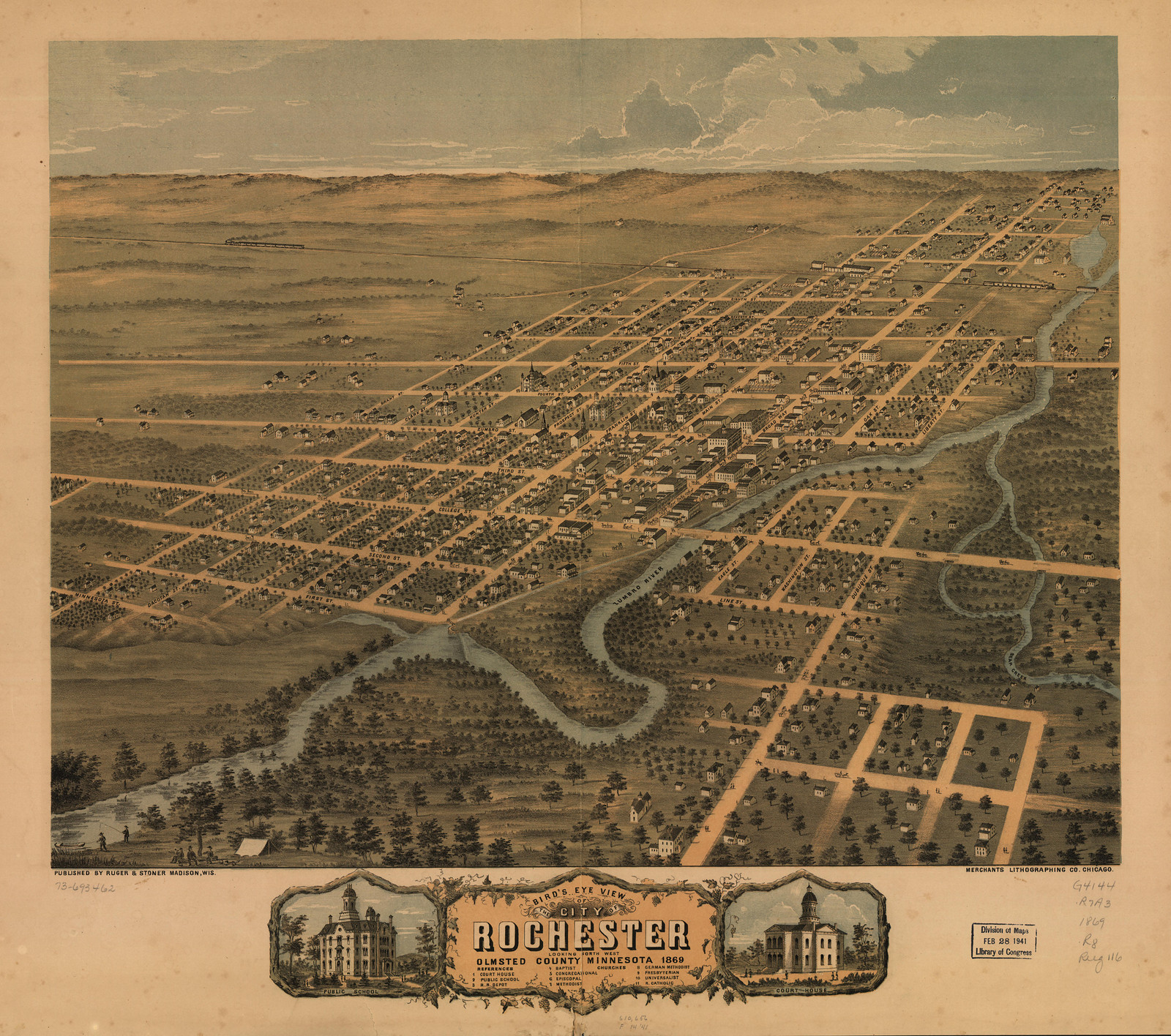 Rochester, Minnesota, 1869, 1869 — antique map