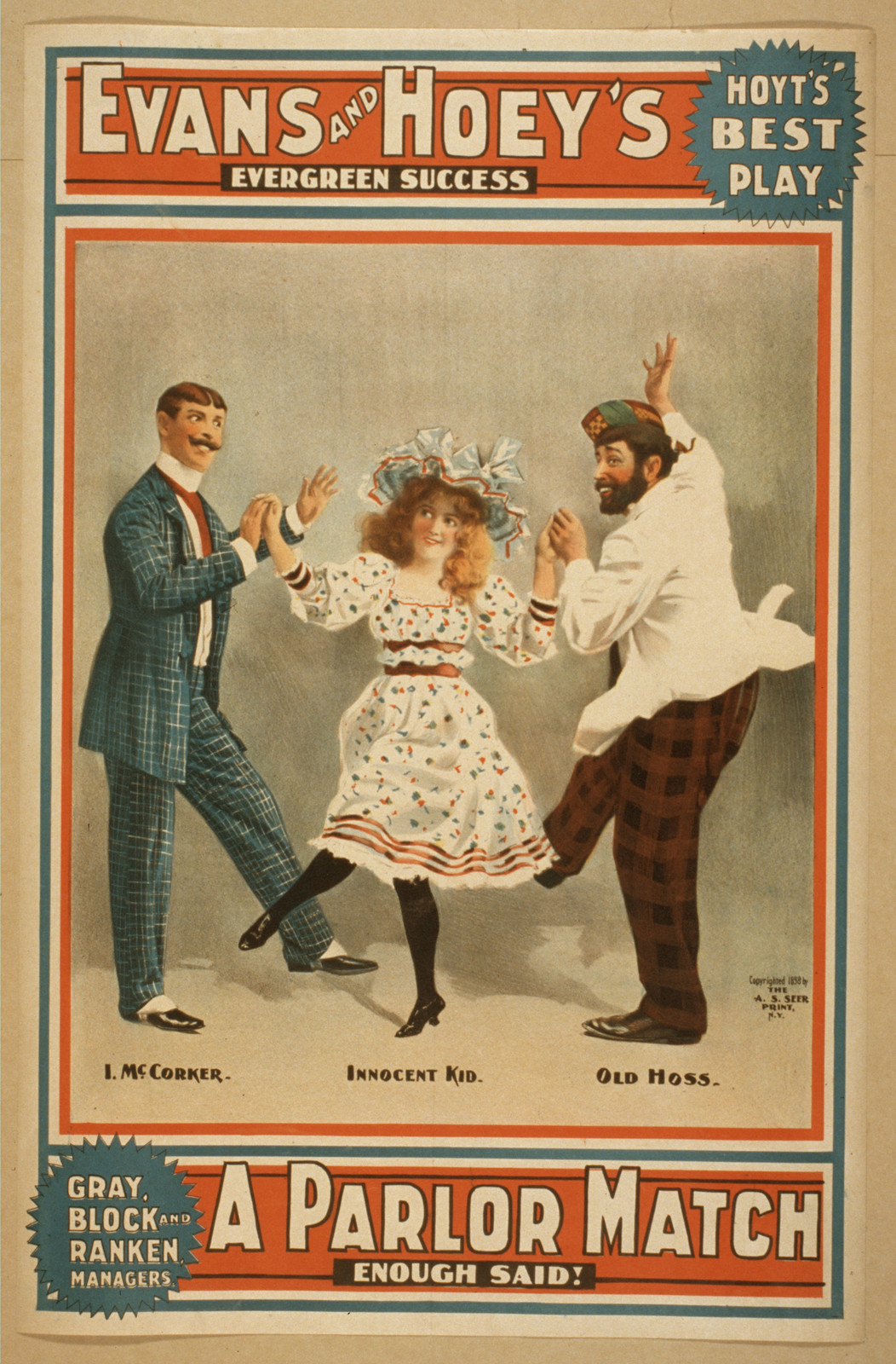 Evans and Hoeys evergreen success A parlor match enough said!, 1898 — vintage poster