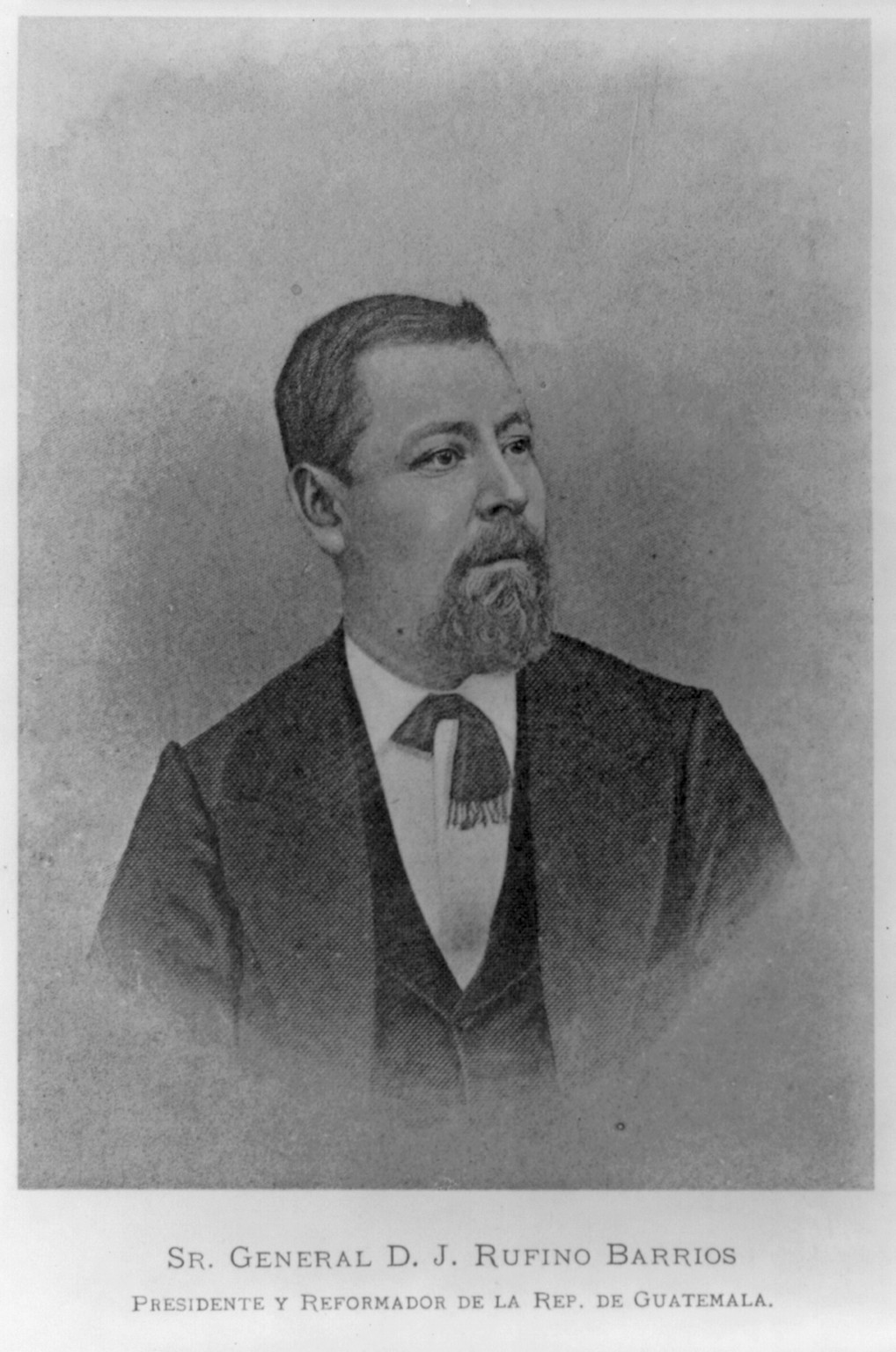 [Justo Rufino Barrios, 1835-, head and shoulders, facing right] — antique engraving